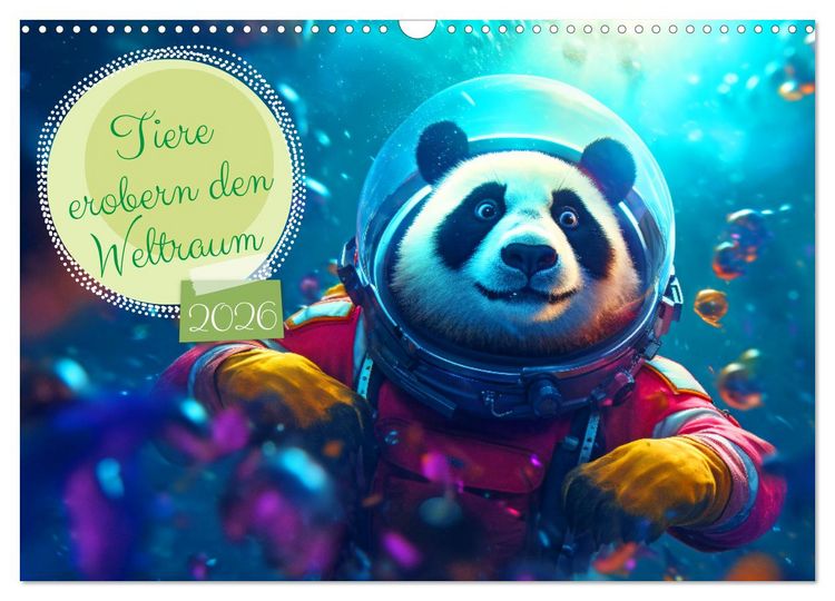 Produktbild: Tiere erobern den Weltraum (Wandkalender 2026 DIN A3 quer), CALVENDO Monatskalender