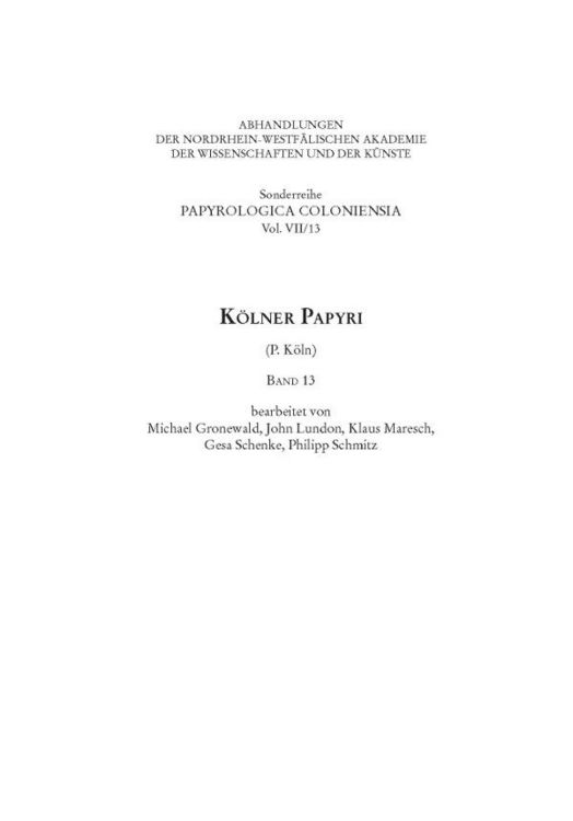 Produktbild: K&ouml;lner Papyri (P. K&ouml;ln) Band 13