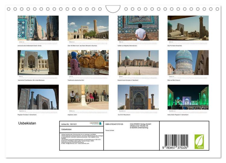 Produktbild: Usbekistan (Wandkalender 2026 DIN A4 quer), CALVENDO Monatskalender