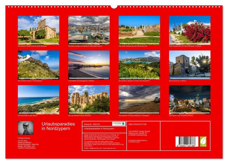 Produktbild: Urlaubsparadies in Nordzypern (hochwertiger Premium Wandkalender 2026 DIN A2 quer), Kunstdruck in Hochglanz