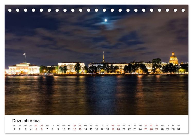 Produktbild: St. Petersburg bei Nacht (Tischkalender 2026 DIN A5 quer), CALVENDO Monatskalender
