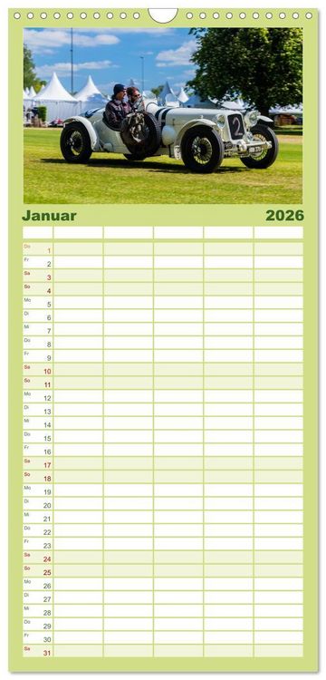 Produktbild: Familienplaner 2026 - Historischer Rennsport - vom Feinsten mit 5 Spalten (Wandkalender, 21 x 45 cm) CALVENDO