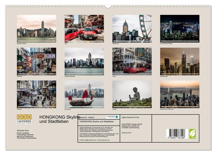 Produktbild: HONGKONG Skyline und Stadtleben (hochwertiger Premium Wandkalender 2026 DIN A2 quer), Kunstdruck in Hochglanz