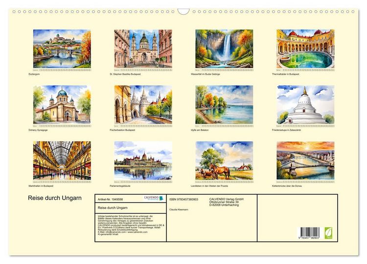 Produktbild: Reise durch Ungarn (Wandkalender 2026 DIN A2 quer), CALVENDO Monatskalender
