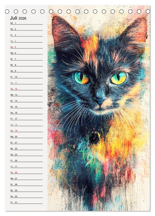 Produktbild: Katzenportraits. Moderne Samtpfoten-Kunst (Tischkalender 2026 DIN A5 hoch), CALVENDO Monatskalender
