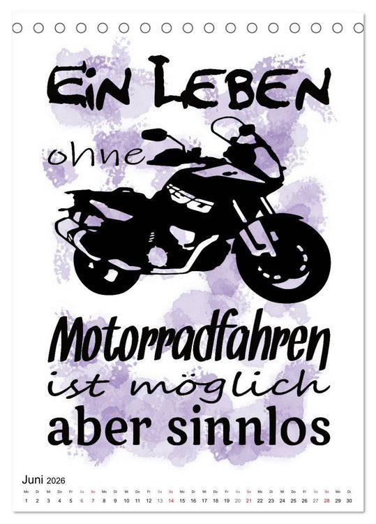 Produktbild: Biker-Spr&uuml;che (Tischkalender 2026 DIN A5 hoch), CALVENDO Monatskalender