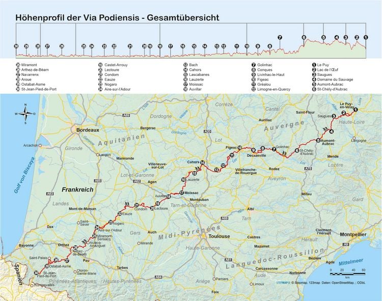 Produktbild: Frankreich: Jakobsweg Via Podiensis von Le Puy-en-Velay nach Saint-Jean-Pied-de-Port
