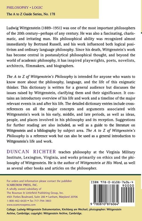 Produktbild: A to Z of Wittgenstein's Philosophy