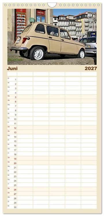 Produktbild: Familienplaner 2027 - Kultauto aus Frankreich - Renault 4 mit 5 Spalten (Wandkalender, 21 x 45 cm) CALVENDO