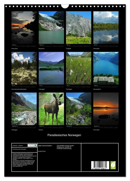 Produktbild: Paradiesisches Norwegen (Wandkalender 2026 DIN A3 hoch), CALVENDO Monatskalender