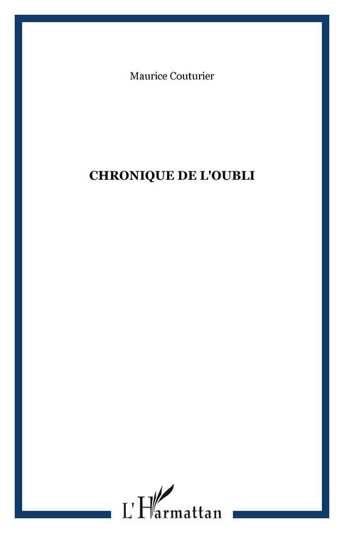 Produktbild: Chronique de l'oubli