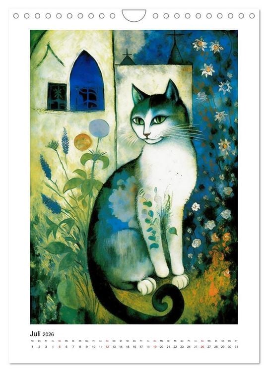 Produktbild: Katzengem&auml;lde (Wandkalender 2026 DIN A4 hoch), CALVENDO Monatskalender