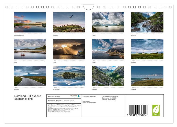 Produktbild: Nordland &ndash; Die Weite Skandinaviens (Wandkalender 2026 DIN A4 quer), CALVENDO Monatskalender