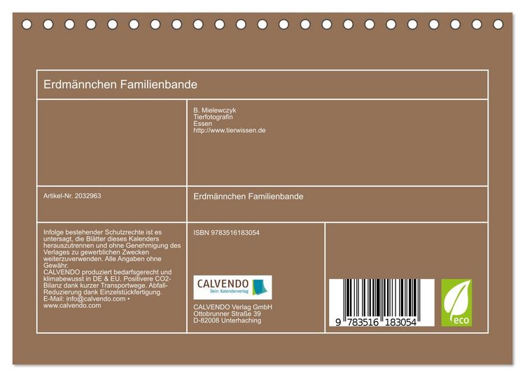 Produktbild: Erdm&auml;nnchen Familienbande (Tischkalender 2026 DIN A5 quer), CALVENDO Monatskalender