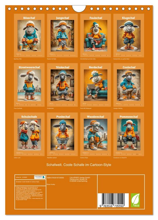 Produktbild: Schafwelt. Coole Schafe im Cartoon-Style (Wandkalender 2026 DIN A4 hoch), CALVENDO Monatskalender