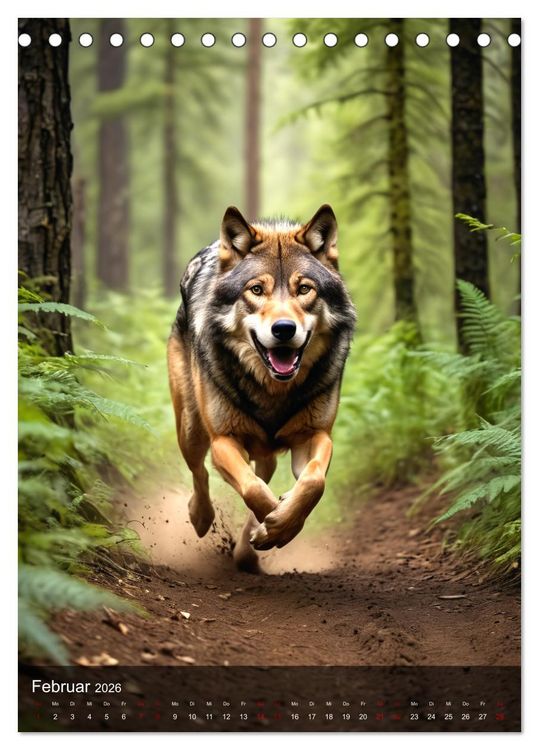 Produktbild: Der Wolf - Sehnsucht Freiheit Kraft (Tischkalender 2026 DIN A5 hoch), CALVENDO Monatskalender