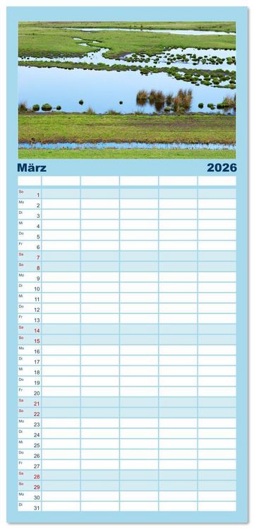 Produktbild: Familienplaner 2026 - Buntes und bl&uuml;hendes Borkum mit 5 Spalten (Wandkalender, 21 x 45 cm) CALVENDO