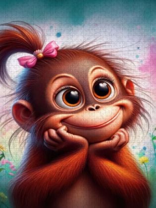 Produktbild: CALVENDO Puzzle Ein kleiner orangeroter Orang Utan schaut vertr&auml;umt | 1000 Teile Lege-Gr&ouml;&szlig;e 64x48cm Foto-Puzzle f&uuml;r gl&uuml;ckliche Stunden