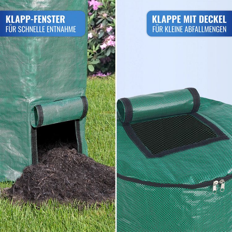 Produktbild: Komposter faltbar, 2er Set, Gr&uuml;n, Fassungsverm&ouml;gen je 125 l