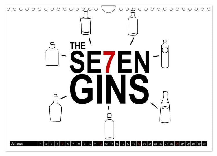 Produktbild: Gin & Tonic Die Besten Spr&uuml;che und Wortspiele (Wandkalender 2026 DIN A4 quer), CALVENDO Monatskalender