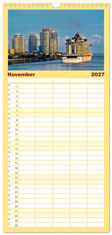 Produktbild: Familienplaner 2027 - Kunterbuntes Miami mit 5 Spalten (Wandkalender, 21 x 45 cm) CALVENDO