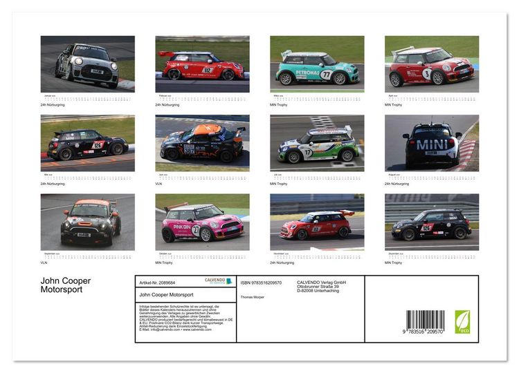 Produktbild: John Cooper Motorsport (hochwertiger Premium Wandkalender 2026 DIN A2 quer), Kunstdruck in Hochglanz