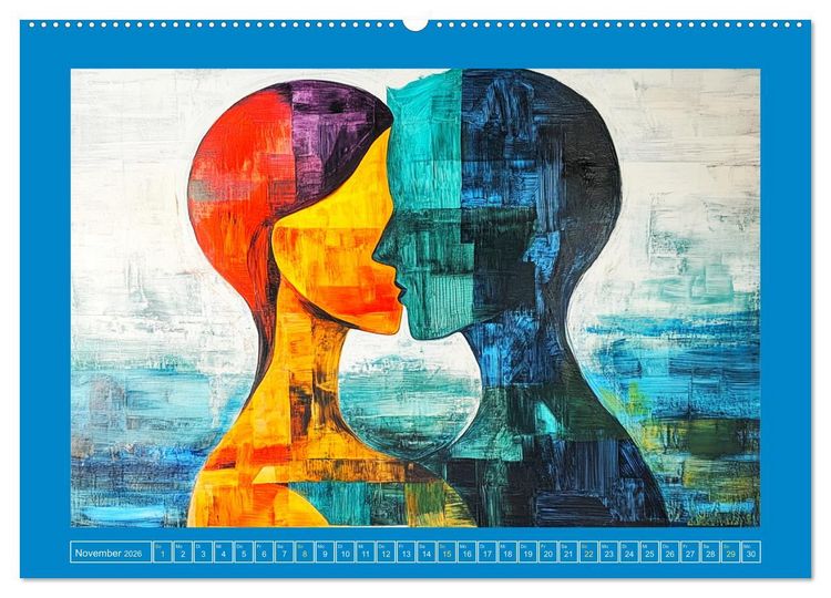 Produktbild: Liebe und Gl&uuml;ck. Abstrakte Kunst im &Ouml;lbilder-Stil (Wandkalender 2026 DIN A2 quer), CALVENDO Monatskalender
