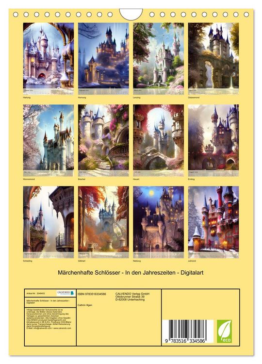 Produktbild: M&auml;rchenhafte Schl&ouml;sser - In den Jahreszeiten - Digitalart (Wandkalender 2026 DIN A4 hoch), CALVENDO Monatskalender