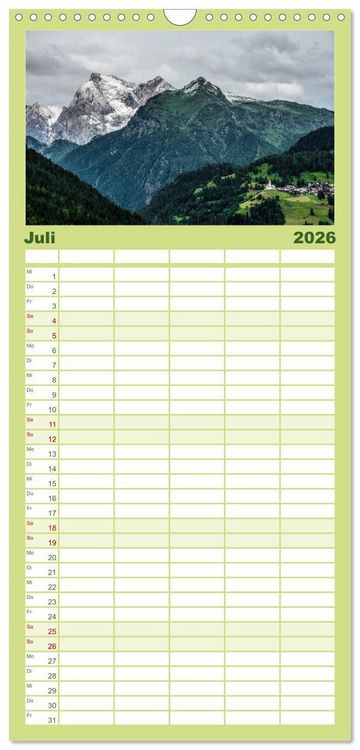 Produktbild: Familienplaner 2026 - Hoch oben in den DOLOMITEN mit 5 Spalten (Wandkalender, 21 x 45 cm) CALVENDO