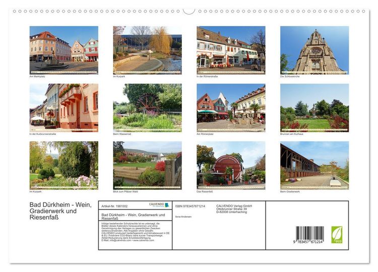 Produktbild: Bad D&uuml;rkheim - Wein, Gradierwerk und Riesenfa&szlig; (hochwertiger Premium Wandkalender 2026 DIN A2 quer), Kunstdruck in Hochglanz