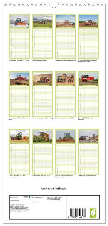 Produktbild: Familienplaner 2026 - Landtechnik im Einsatz mit 5 Spalten (Wandkalender, 21 x 45 cm) CALVENDO