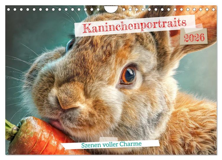 Produktbild: Kaninchenportraits &ndash; Szenen voller Charme (Wandkalender 2026 DIN A4 quer), CALVENDO Monatskalender