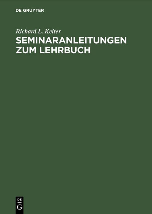 Produktbild: Seminaranleitungen zum Lehrbuch