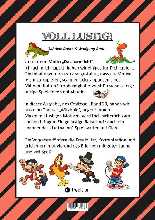Produktbild: Craftbook - Witzbold - Lustige Motive - Ausmalvorlagen - Bastle Flotte Flugflitzer - R&auml;tsel - Benny Bleistift