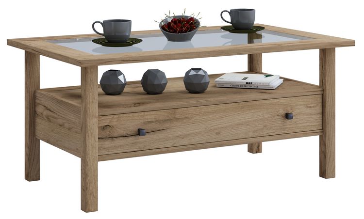 Produktbild: Holz Sofatisch Couchtisch Schublade Lingis L