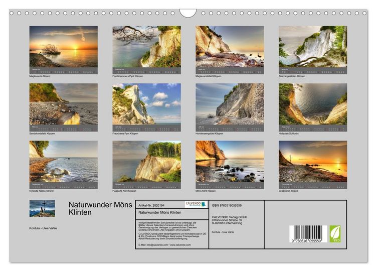 Produktbild: Naturwunder M&ouml;ns Klinten (Wandkalender 2026 DIN A3 quer), CALVENDO Monatskalender