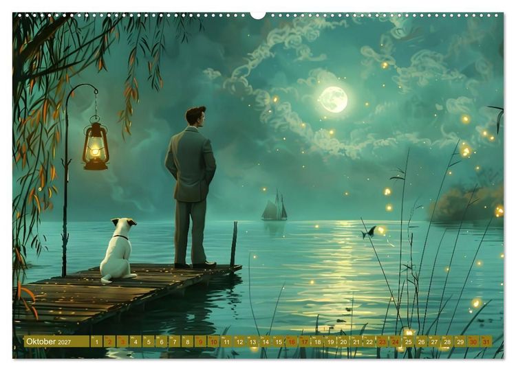 Produktbild: B&uuml;cher, Liebe und ein kleiner Hund (Wandkalender 2027 DIN A2 quer), CALVENDO Monatskalender