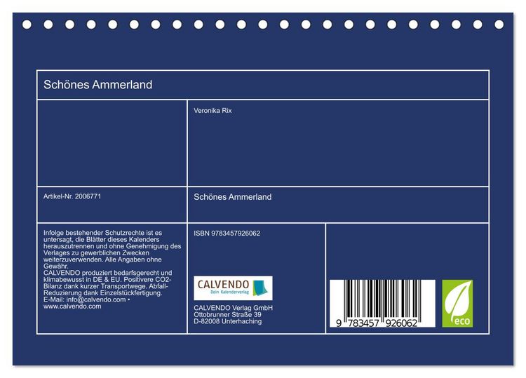 Produktbild: Sch&ouml;nes Ammerland (Tischkalender 2026 DIN A5 quer), CALVENDO Monatskalender