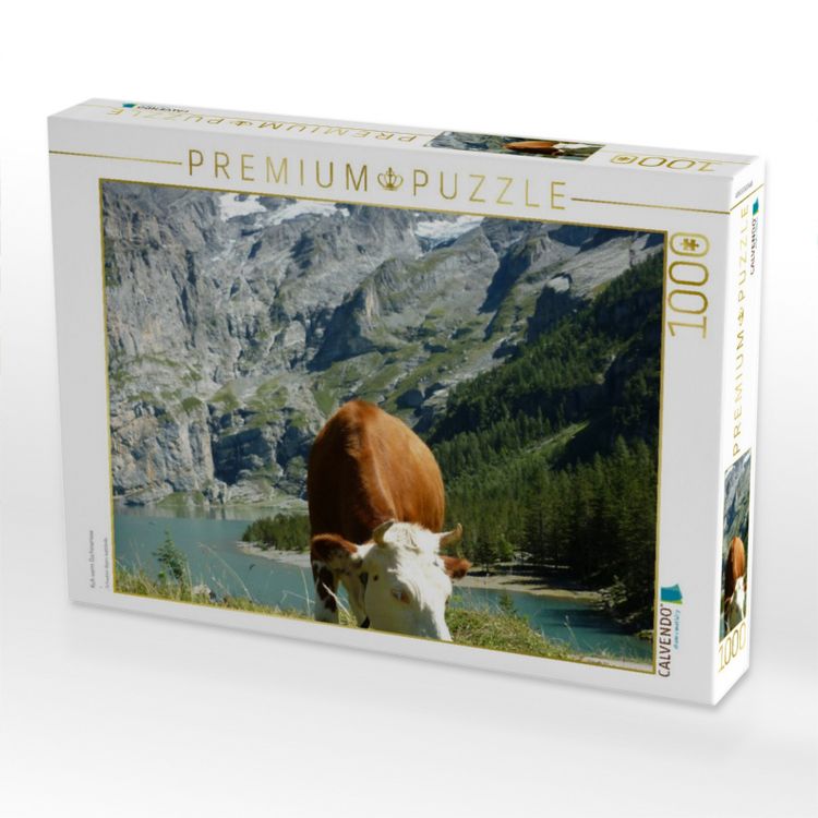 Produktbild: CALVENDO Puzzle Kuh vorm &Ouml;schinensee | 1000 Teile Lege-Gr&ouml;&szlig;e 64x48cm Foto-Puzzle f&uuml;r gl&uuml;ckliche Stunden