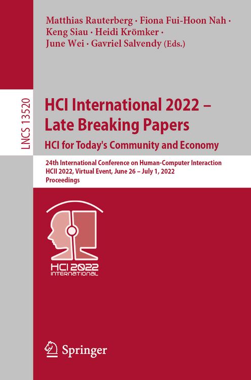 Produktbild: HCI International 2022 &ndash; Late Breaking Papers: HCI for Today's Community and Economy