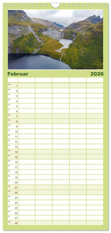 Produktbild: Familienplaner 2026 - Spektakul&auml;re Bergwelten Norwegen mit 5 Spalten (Wandkalender, 21 x 45 cm) CALVENDO