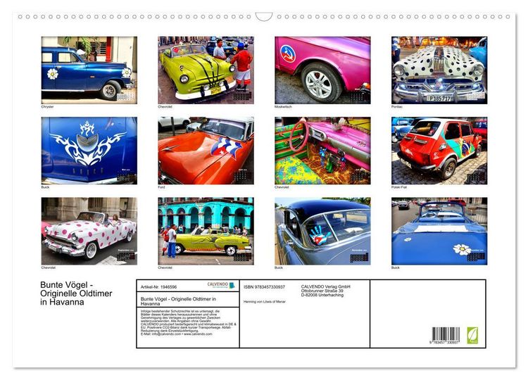 Produktbild: Bunte V&ouml;gel - Originelle Oldtimer in Havanna (Wandkalender 2026 DIN A2 quer), CALVENDO Monatskalender