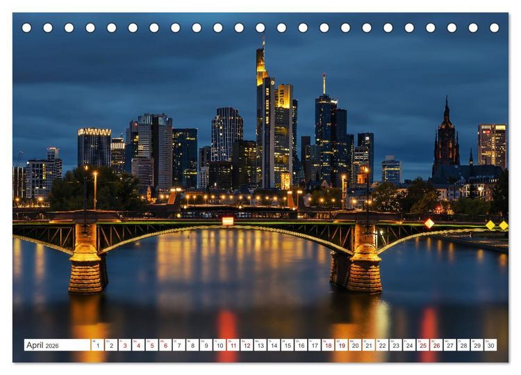 Produktbild: Frankfurt am Main - at night (Tischkalender 2026 DIN A5 quer), CALVENDO Monatskalender