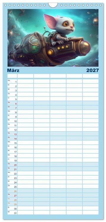 Produktbild: Familienplaner 2027 - Spannendes Weltraumabenteuer mit 5 Spalten (Wandkalender, 21 x 45 cm) CALVENDO