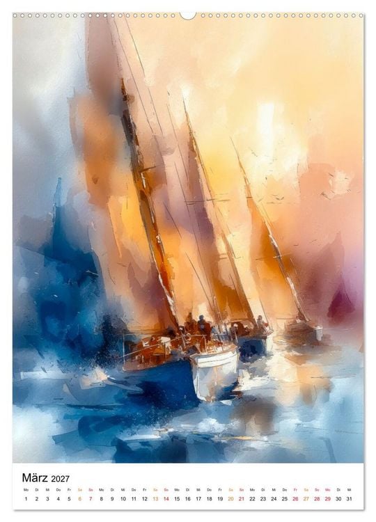 Produktbild: Segeln - Eleganz (hochwertiger Premium Wandkalender 2027 DIN A2 hoch), Kunstdruck in Hochglanz