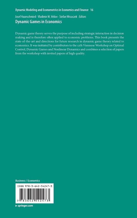 Produktbild: Dynamic Games in Economics