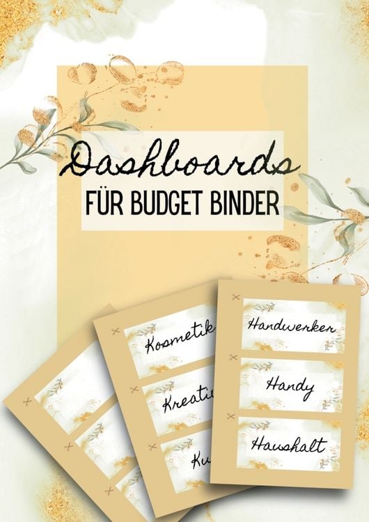 Produktbild: Dashboards f&uuml;r Budget Binder A6- Farbige Vorlagen zum Ausschneiden.