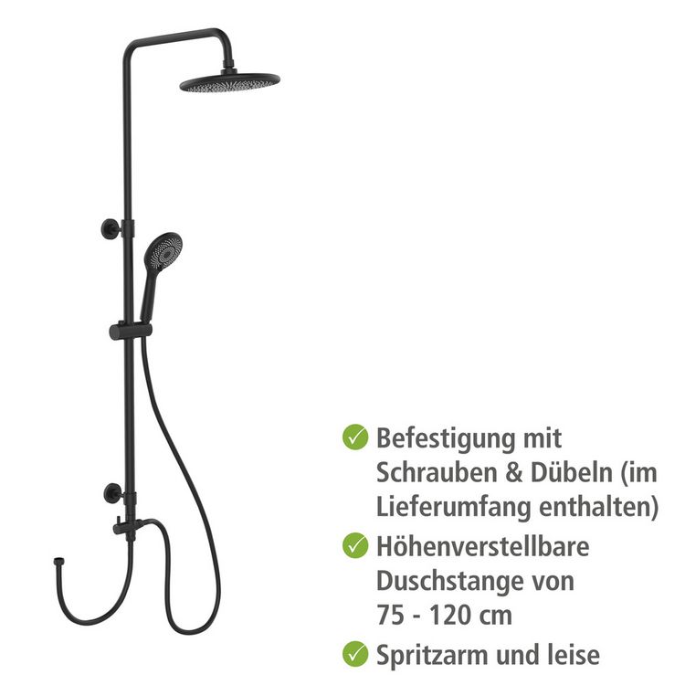 Produktbild: Duschsystem Watersaving Schwarz, bis zu 40 % Wasserersparnis