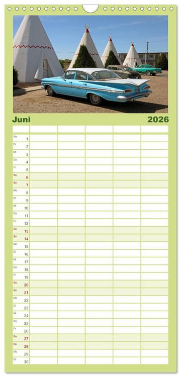 Produktbild: Familienplaner 2026 - Route 66 im S&uuml;dwesten mit 5 Spalten (Wandkalender, 21 x 45 cm) CALVENDO