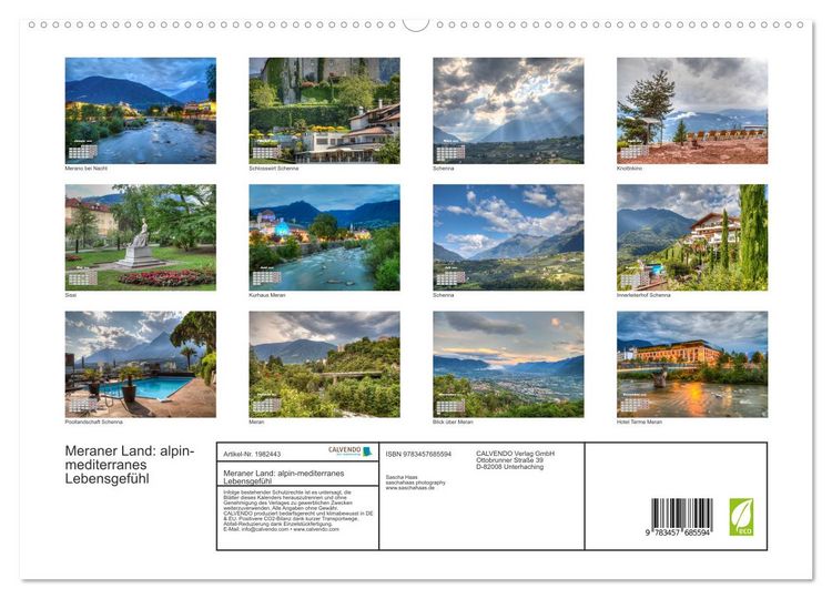 Produktbild: Meraner Land: alpin-mediterranes Lebensgef&uuml;hl (hochwertiger Premium Wandkalender 2026 DIN A2 quer), Kunstdruck in Hochglanz